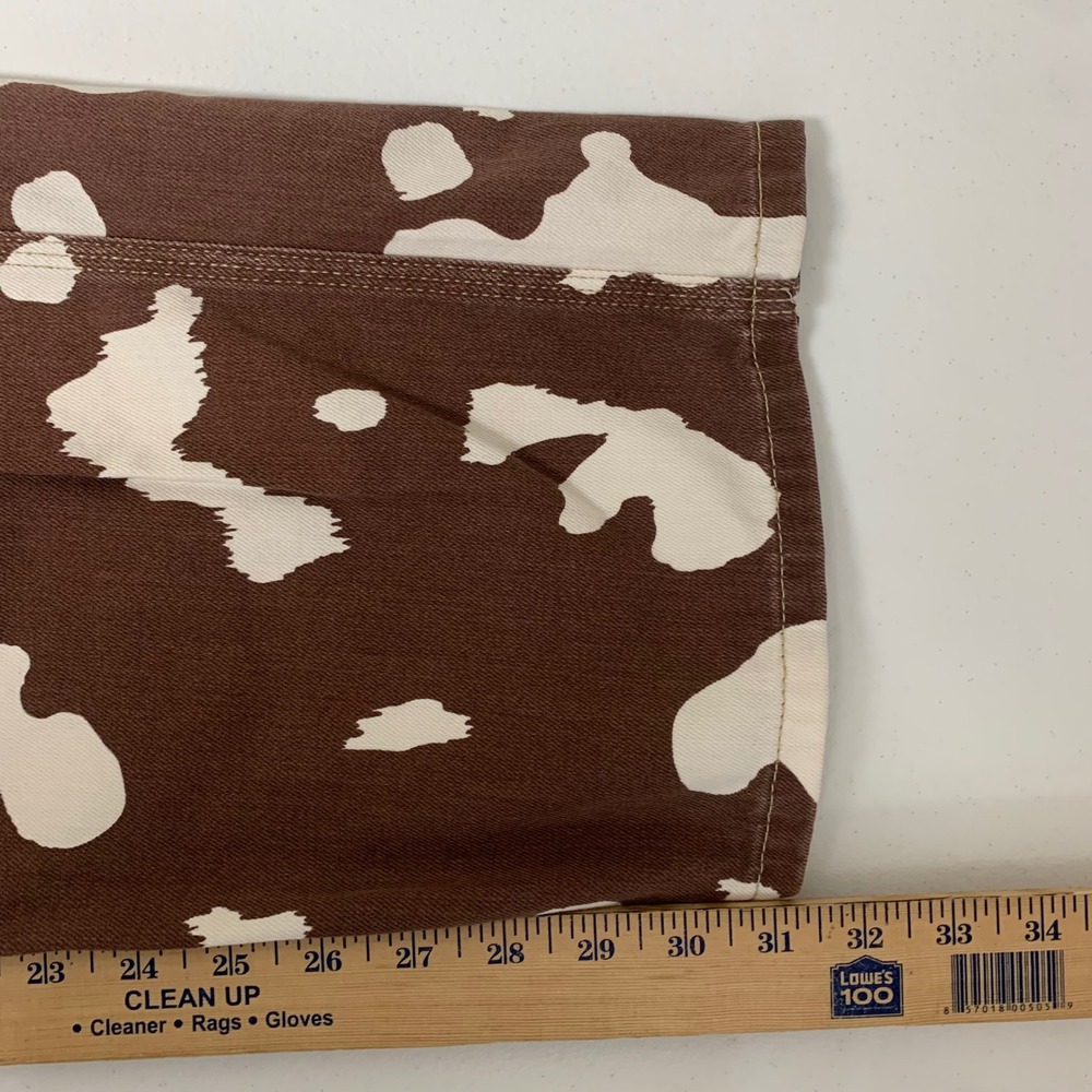 BDG Carpenter Pants Womens W27 Brown Cow Print Juno High Rise Wide Leg Utility - Picture 9 of 12